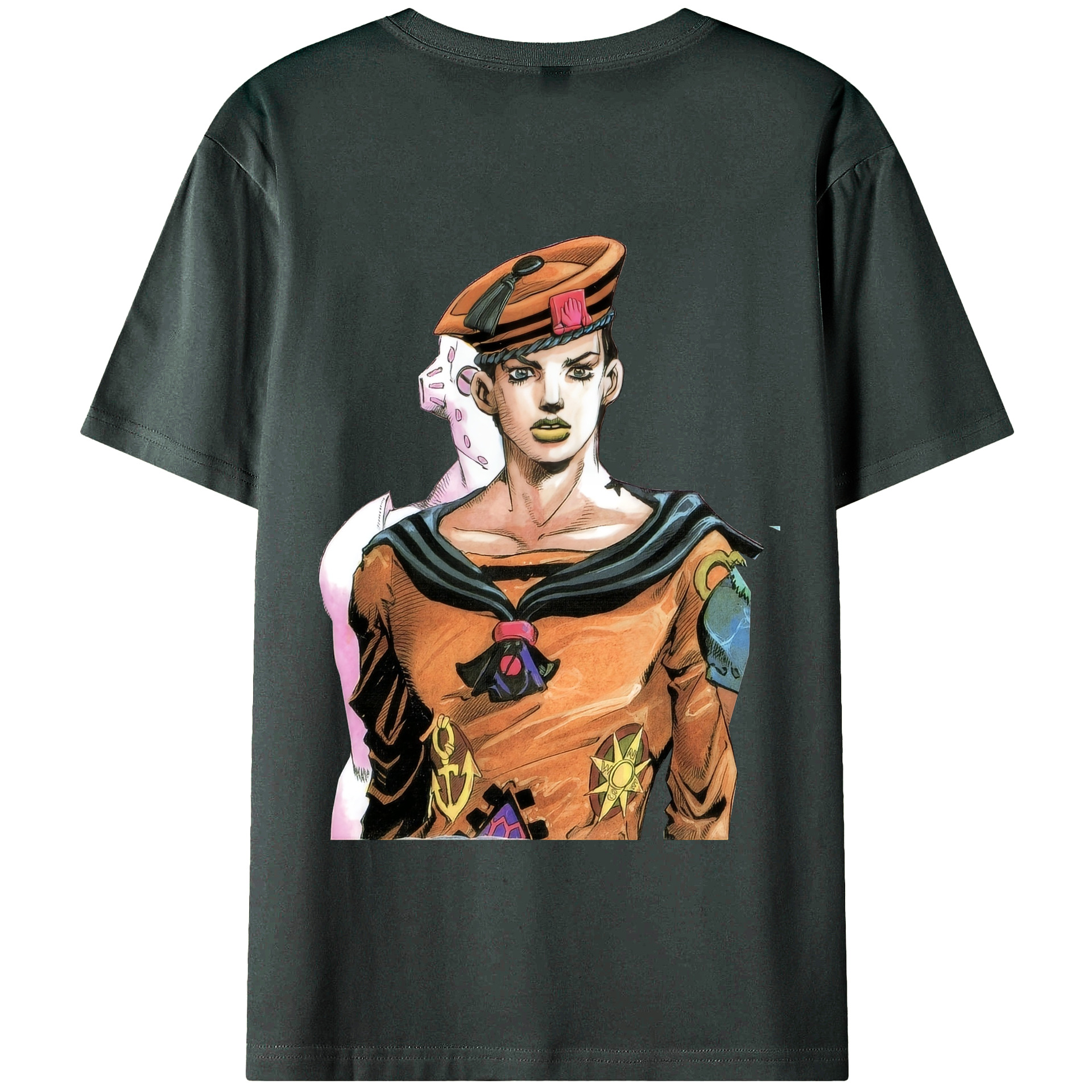 （画像用） ジョジョの奇妙な冒険 東方定助 JoJo's Bizarre Adventure Higashikata Josuke 綿100％ メンズ半袖Tシャツ（バックプリント） 通気性